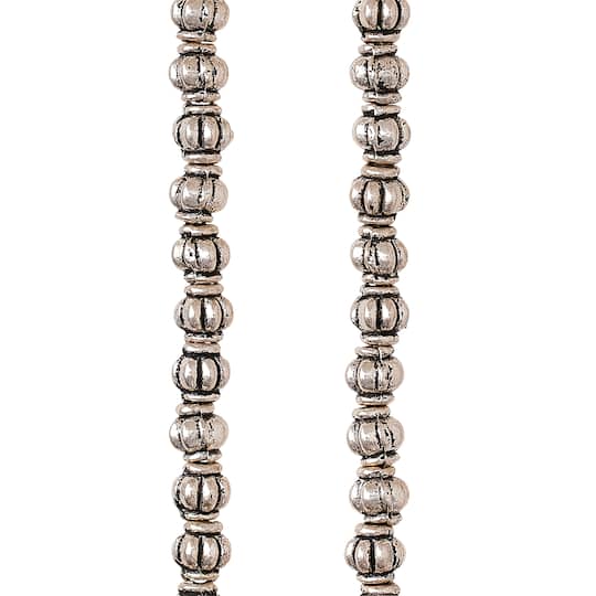 Antique Silver Melon Metal Rondelle Beads, 4mm by Bead Landing™